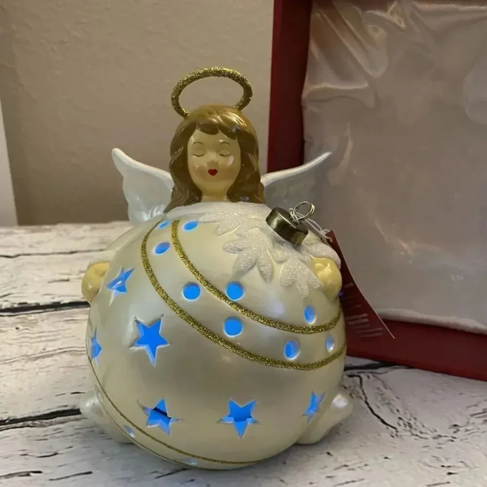 Home Reflections Light Up & Color Change Angel Christmas Ball Ceramic Decor